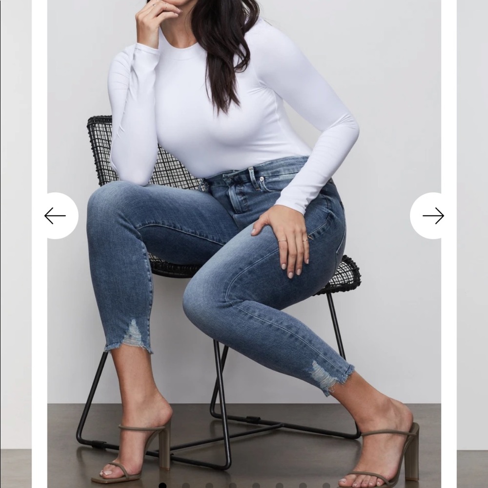 NWOT Good American Good Waist Crop Fray Jeans 4/27